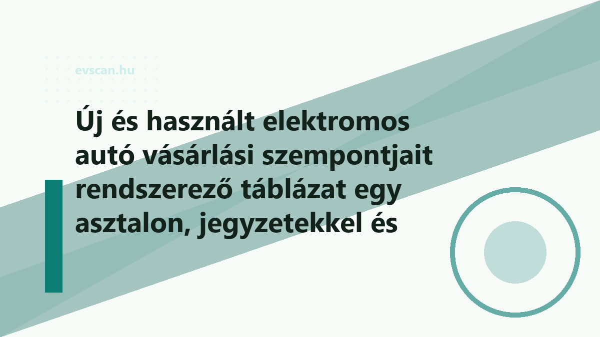 Új és használt elektromos autó vásárlási szempontjait rendszerező táblázat egy asztalon, jegyzetekkel és kulccsal közelről