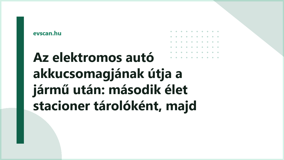 Az elektromos autó akkucsomagjának útja a jármű után: második élet stacioner tárolóként, majd újrahasznosítás, sematikus ábrán