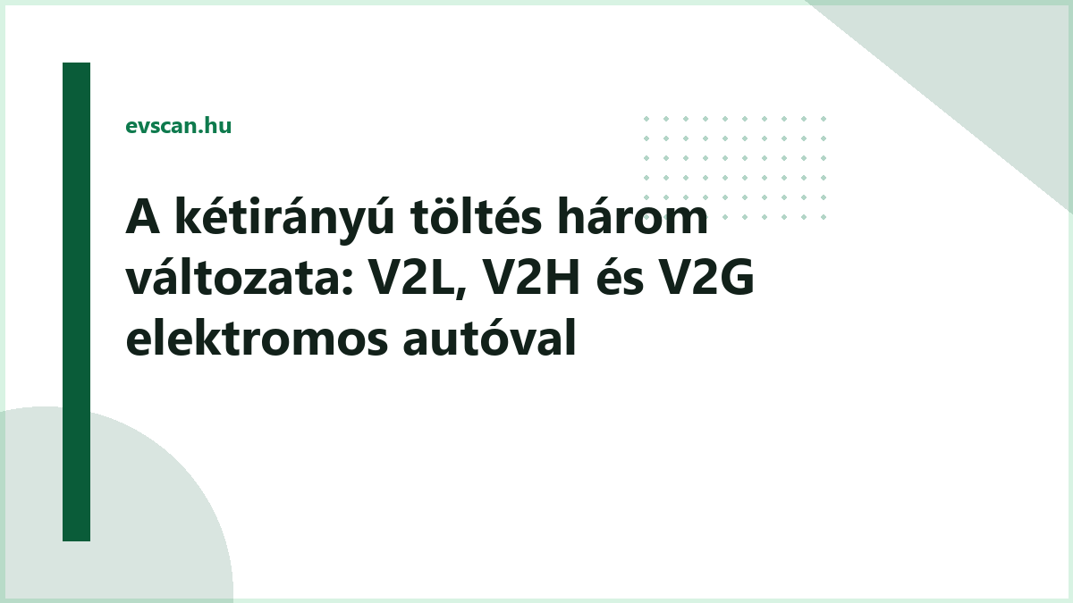 A kétirányú töltés három változata: V2L, V2H és V2G elektromos autóval