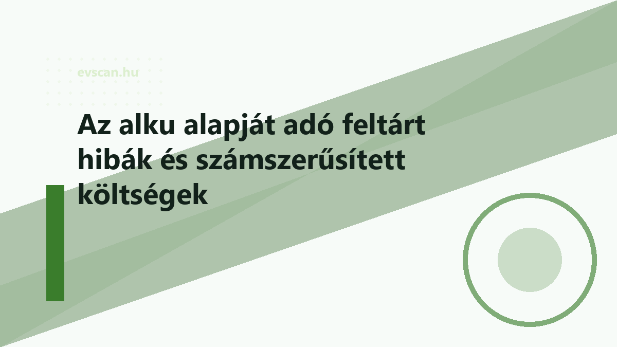 Az alku alapját adó feltárt hibák és számszerűsített költségek