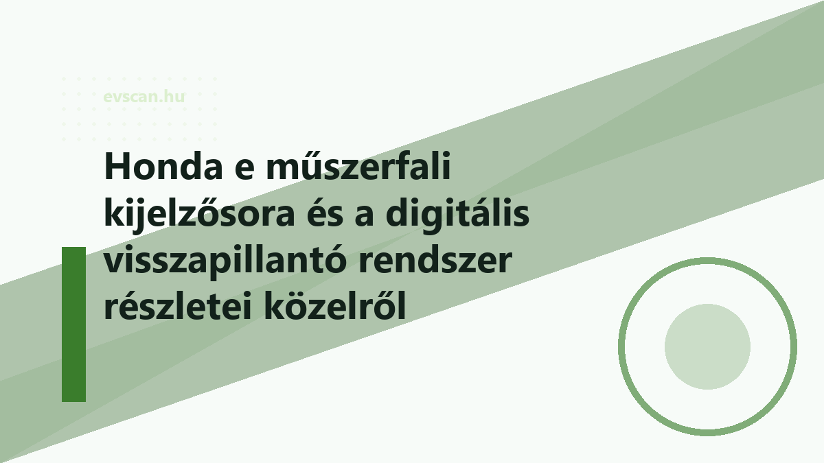 Honda e műszerfali kijelzősora és a digitális visszapillantó rendszer részletei közelről